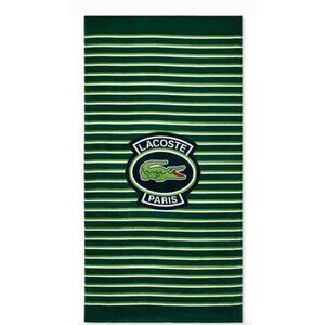NIP Lacoste Paris Croc Logo Beach Towel Green Striped 36x72 Cotton Velour Pool